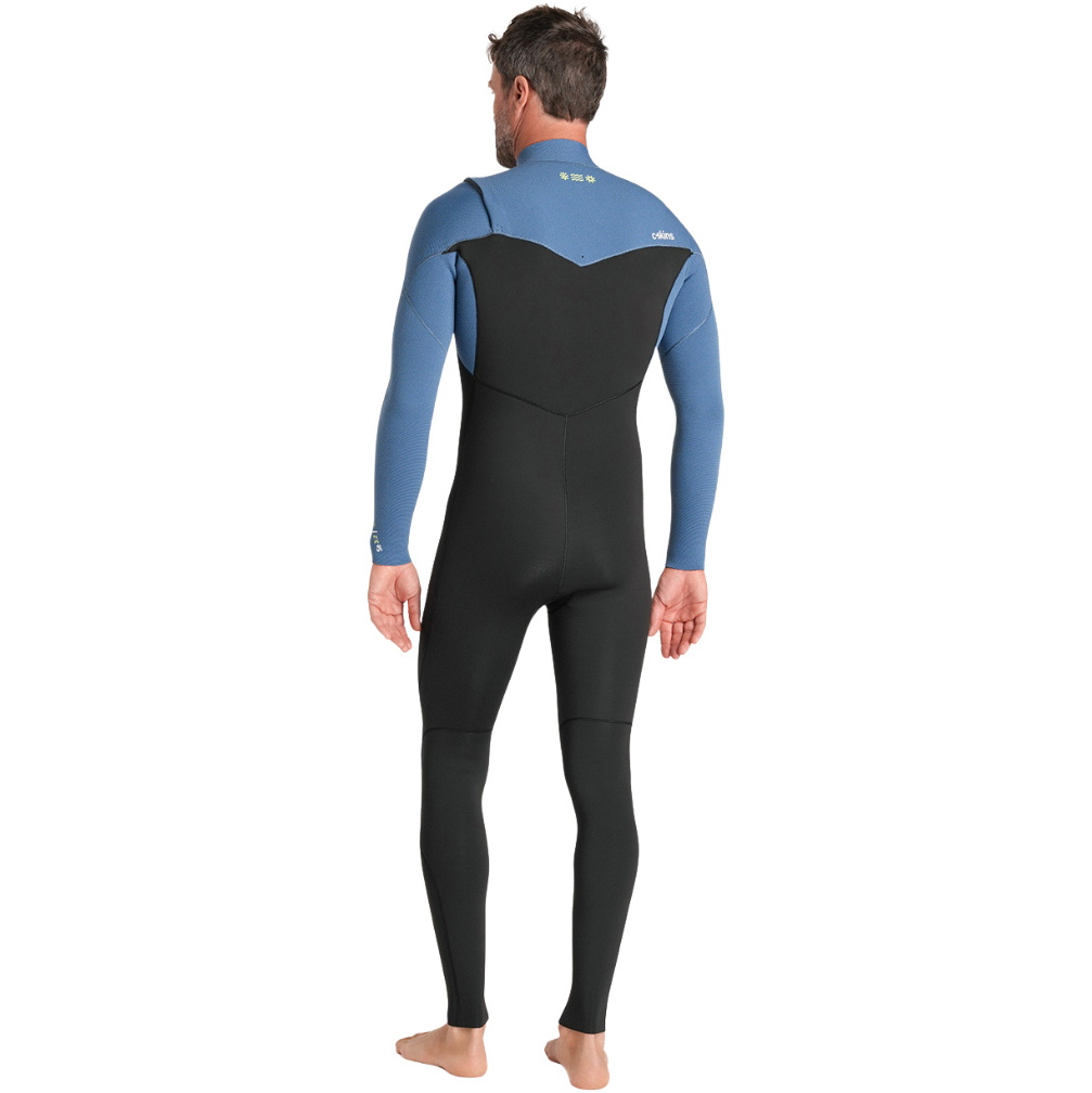 2026 C-Skins Homem Nuwave Session 3/2mm Chest Zip Fato De Mergulho C-NSE32MCZ - Black / Azul Aço X / Lima